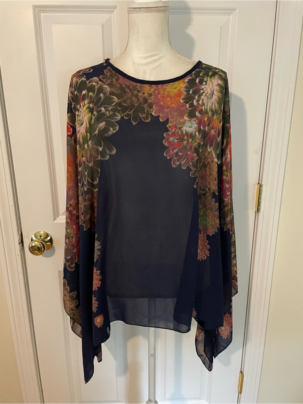 Floral Navy Sheer Overlay Tunic